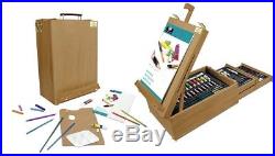 Art Easel Set Wood Storage Case Paint Tubes Pastels Pencils Brush Palette Knife