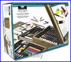 Art Easel Set Wood Storage Case Paint Tubes Pastels Pencils Brush Palette Knife