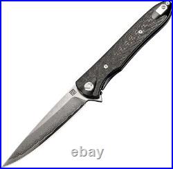 Artisan Shark Frame Folding Knife 4 Damascus Steel Blade Titanium/Carbon Fiber