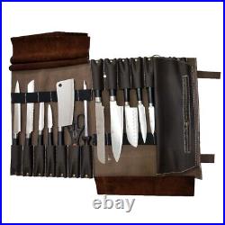 Artisanal Leather Knife Bag for Professional Chefs 12-Pockets Storage case