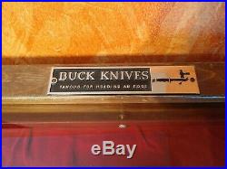 BUCK KNIFE Display Case General Store Counter Glass Wood Dovetail Old! 22 Place