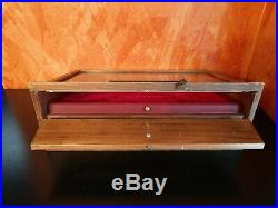 BUCK KNIFE Display Case General Store Counter Glass Wood Dovetail Old! 22 Place