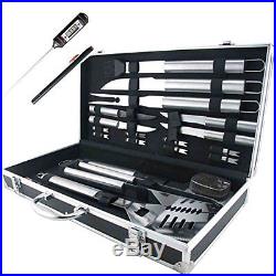 Barbecue Tools Set 20-Piece Stainless Steel Storage Case Grill Brush Steak Knife