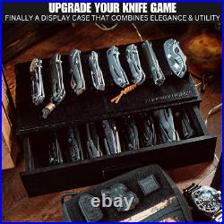 Black Pocket Knife Display Case with Sturdy Clear Cover Wooden Knife Collectio Black Pocket Knife Display Case with Sturdy Clear Cover Wooden Knife Collectio