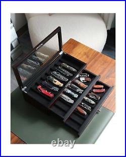 Bonaking Knife Display Case Three-Tier Pocket Knife Case Box Storage for 22-2