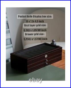 Bonaking Knife Display Case Three-Tier Pocket Knife Case Box Storage for 22-2