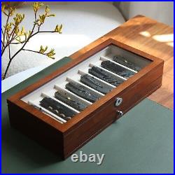 Bonaking Knife Display Case Two-Tier Pocket Knife Case Box Storage for 15-17