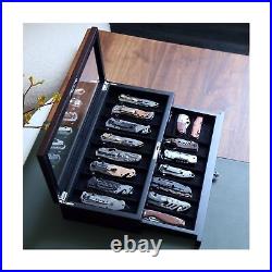 Bonaking Knife Display Case Two-Tier Pocket Knife Case Box Storage for 15-17