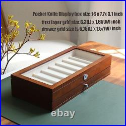 Bonaking Knife Display Case Two-Tier Pocket Knife Case Box Storage for 15-17