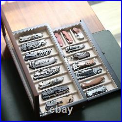 Bonaking Knife Display Case Two-Tier Pocket Knife Case Box Storage for 15-17