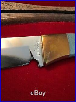 Browning 1979 Jade South Pass Hunter Lockback Knife & Wood Storage/Display Case