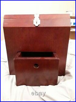 Buck Knives Solid Red Wood Display Glass Case with storage Nice