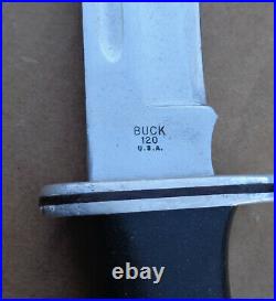 Buck no. 120 12 fixed blade knife with black leather sheath storage find