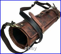 Buffalo Leather Knife Roll Storage Bag Travel-Friendly Chef Kitchen Tools Case