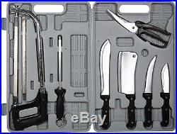 Butcher Knife Set 10 Piece with Storage Case Game Hunting Knives Skinning Boning
