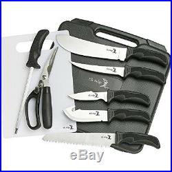 Butchering Knife Big Game Cutlery Kit With Storage Case Rubber Handle 9 Pcs Set