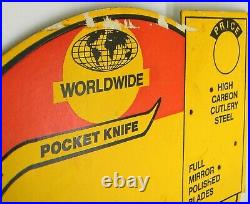 C. 1950's NOS Worldwide Pocket Knife Store Counter Display Missing 5 Knives