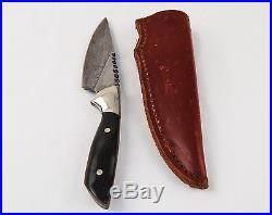 C Peterson- Damascus Knife- 4 1/2 Blade With Custom Sheath And Storage Case