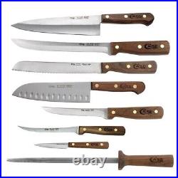 CASE 10249 Walnut Wood Tru-Sharp Stainless Steel Chef Kitchen Cutlery Set