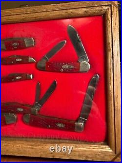 CASE XX store display case with 9 red bone knives