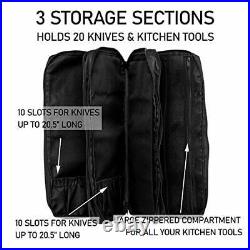 CHEF KNIFE BAG Holds 20 Knives Large Zippered Compartment Kitchen Tool EVERPRIDE