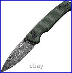 CIVIVI Altus Green Micarta Handles Damascus Steel Blade + Pocket Clip