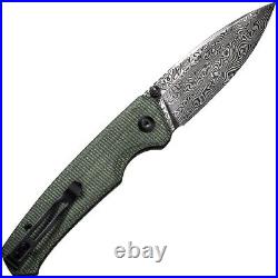 CIVIVI Altus Green Micarta Handles Damascus Steel Blade + Pocket Clip