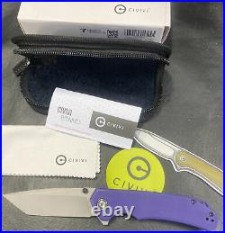 CIVIVI Brazen C2023A Knife D2 Tanto & Purple G10 w Civivi Storage Case