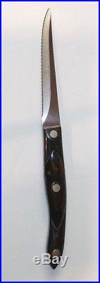 CUTCO 7 pc. Kitchen Knife Set Dark Brown Swirl Handles & Storage Case VINTAGE