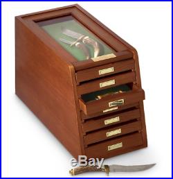 Cabinet Display Case Solid Wood Knives Collectors 7-Drawer Storage Coins Watches