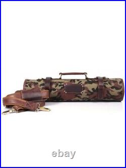 Canvas Knife Roll Storage Bag 10 pocket with Tool Pouch, Chef Knife Case Roll