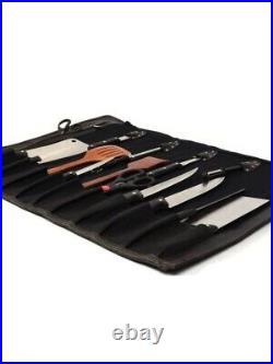 Canvas Knife Roll Storage Bag 10 pocket with Tool Pouch, Chef Knife Case Roll