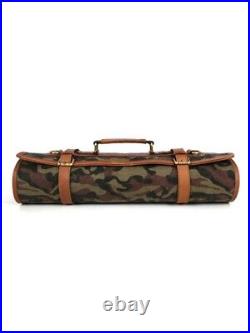 Canvas Knife Roll Storage Bag 10 pocket with Tool Pouch, Chef Knife Case Roll