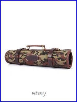 Canvas Knife Roll Storage Bag 10 pocket with Tool Pouch, Chef Knife Case Roll