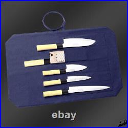 Canvas thick fabric Knife case cloth roll blue 5 pieces storage convenient t