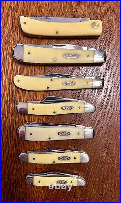 Case XX Dealer Store Display Yellow Handle Knives (set of 7) Including Boxes