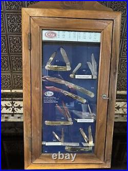 Case XX Set of 8 Knives Dealer Display Wooden & Glass & Storage With Key