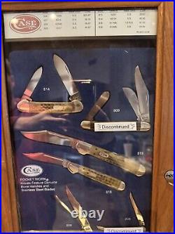 Case XX Set of 8 Knives Dealer Display Wooden & Glass & Storage With Key