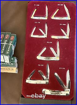 Case XX Stag Knives (set of 7) with Walnut Finish Store Display Case