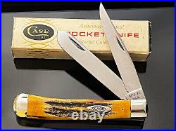 Case XX U. S. A. 65-69 5254 Muskrat Blade Trapper Knife Thick Matced Stag Box New