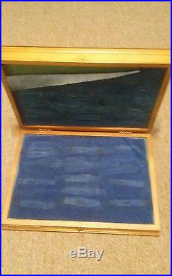 Case XX Wood Knife Storage Display Case c. 1970's for Red Etch Blue Scroll etc