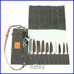Chef Knife Bag Canvas Roll Bag Case Portable Durable Storage with 11 Pockets
