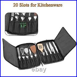 Chef Knife Bag with 20+ Slots Professional Chef Storage Case with Lockhole &