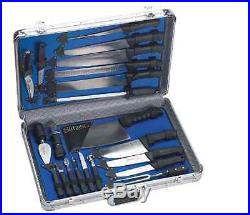 Chef Knife Set With Case Top Professional Kitchen Cooking 22pc Aluminum Storage