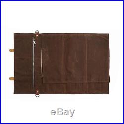 Chef Knife Storage Roll Bag Waxed Canvas Case Carrier 10 Knives Pocket Portable