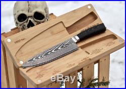 Chef Knife & Wooden Cutting Board/Storage Case Kitchen Set SMOKED Series 8 inc