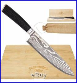 Chef Knife Wooden Cutting Board/Storage Case Kitchen Set SMOKED Series 8 inch