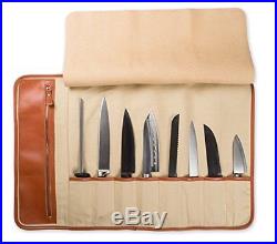 Chef Knives Bag Storage Case Roll 8 Pockets Portable Kitchen Utensils Leather