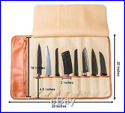 Chef Knives Bag Storage Case Roll 8 Pockets Portable Kitchen Utensils Leather