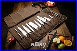 Chef's Knife Roll Up Storage Bag 13-Pocket Stores 10 Knives 3 Kitchen Utensils